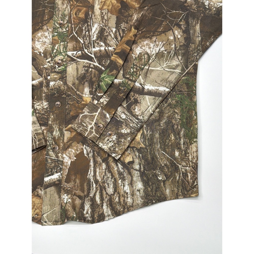 Von Dutch Mens Large Real Tree Camo Long Sleeve‎ Button Down Shirt Woodland - Picture 2 of 9
